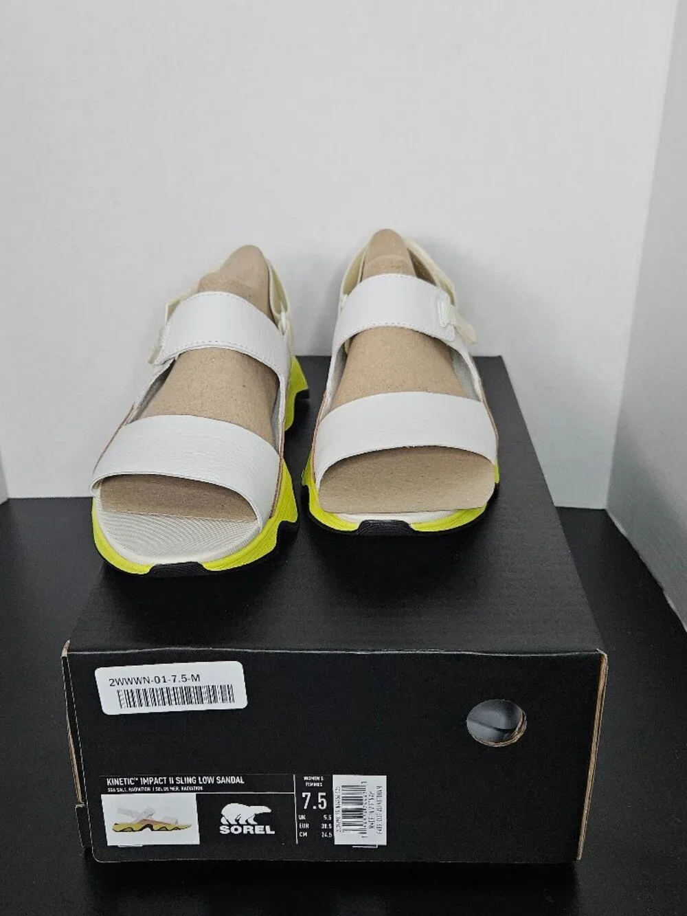 SOREL Kinetic Impact II Sling Low Sandals – Women’s Size 7.5 – White/Neon